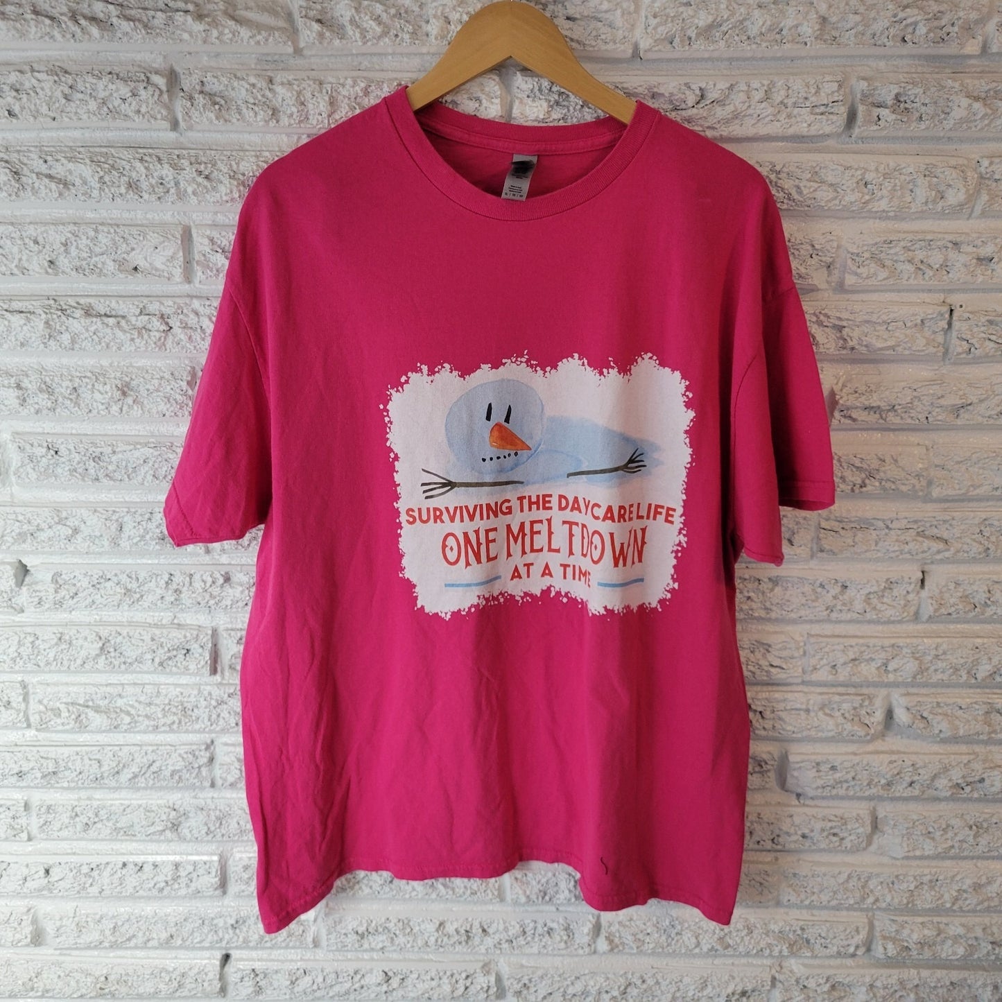 Child Day Care Worker Womens Top Extra Large XL Tee Short Sleeve Pink Cotton