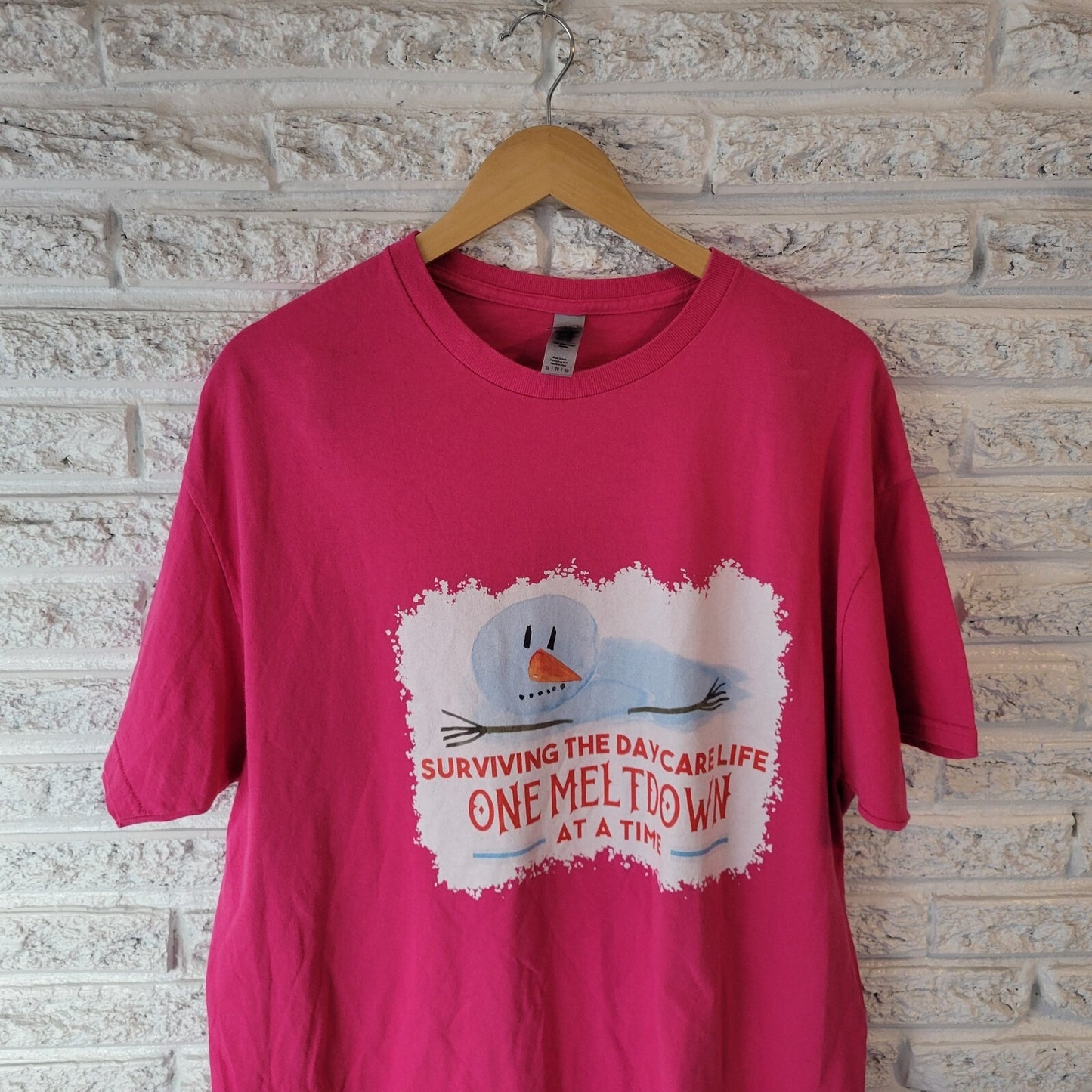 Child Day Care Worker Womens Top Extra Large XL Tee Short Sleeve Pink Cotton