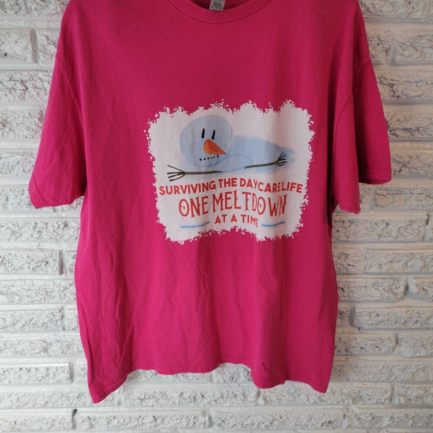 Child Day Care Worker Womens Top Extra Large XL Tee Short Sleeve Pink Cotton