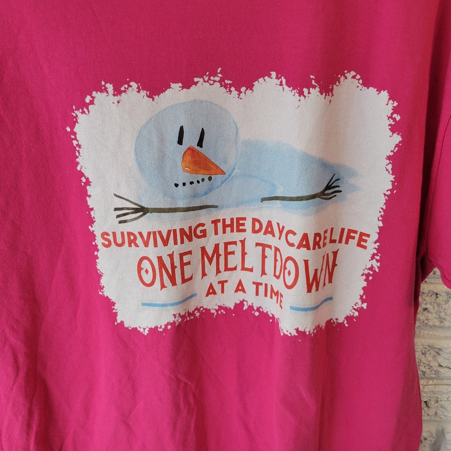 Child Day Care Worker Womens Top Extra Large XL Tee Short Sleeve Pink Cotton