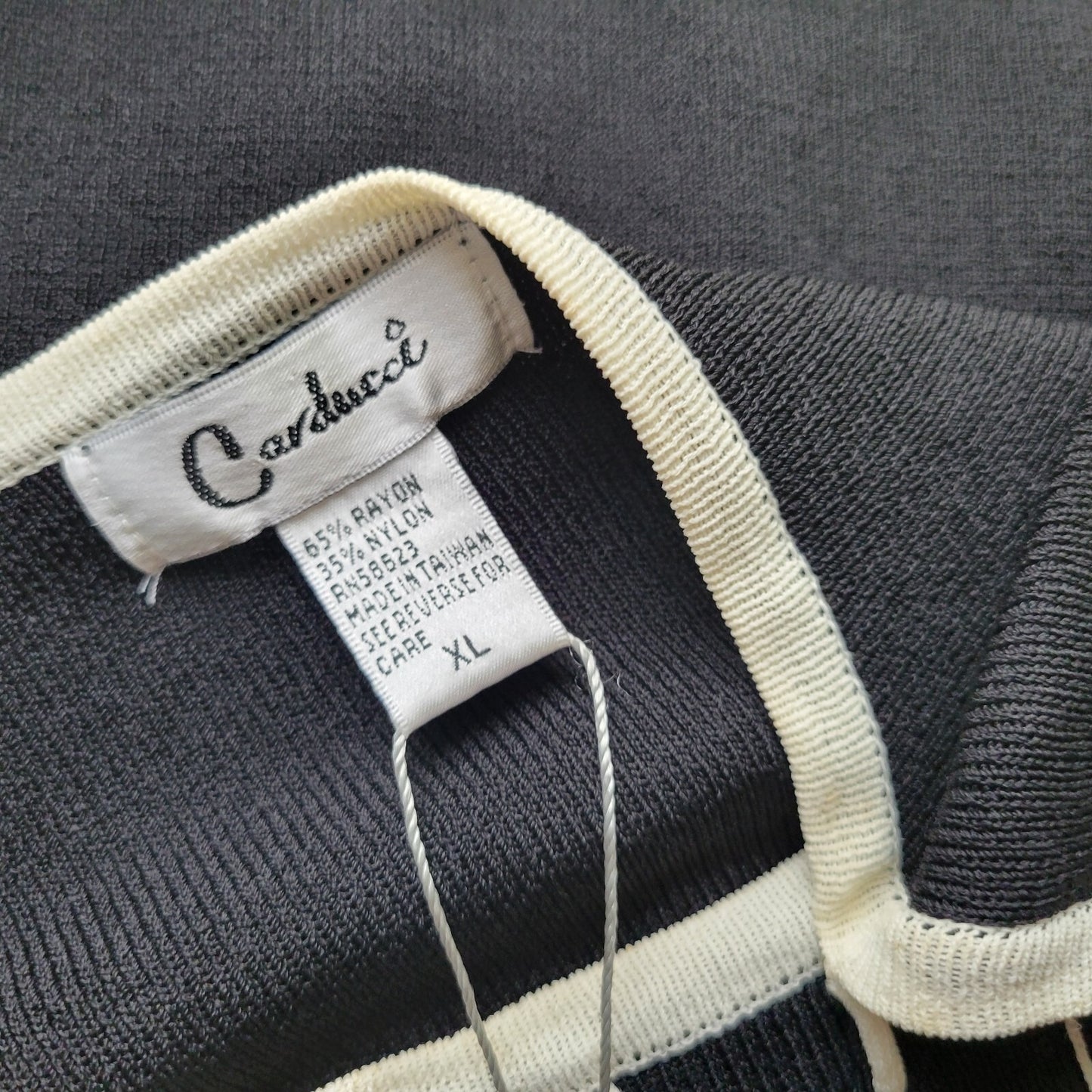 Carducci Womens Top Extra Large XL Long Sleeve Knit Black White Comfy Office