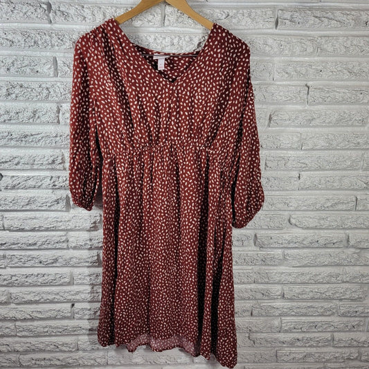 Ingrid Isabel Womens Maternity Dress Extra Large XL3/4 Sleeve Brown Rayon Casual
