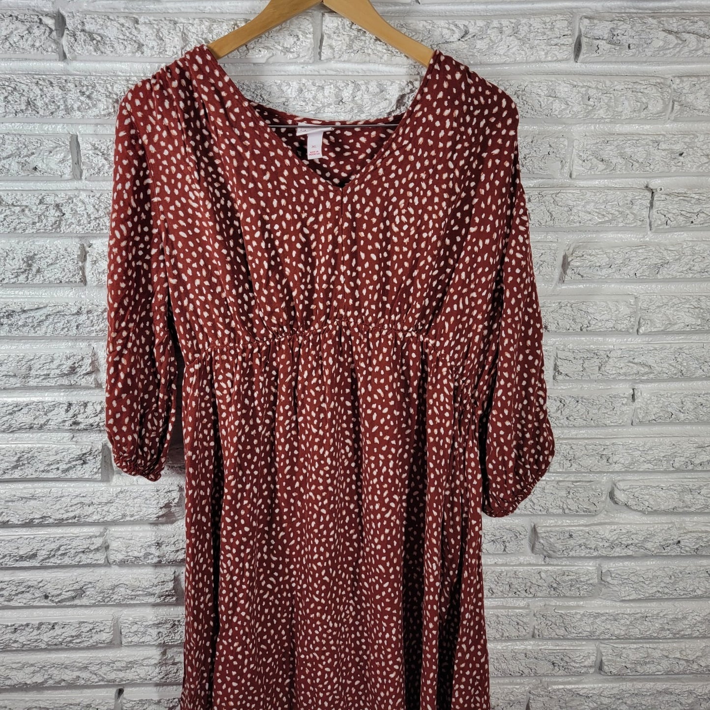 Ingrid Isabel Womens Maternity Dress Extra Large XL3/4 Sleeve Brown Rayon Casual