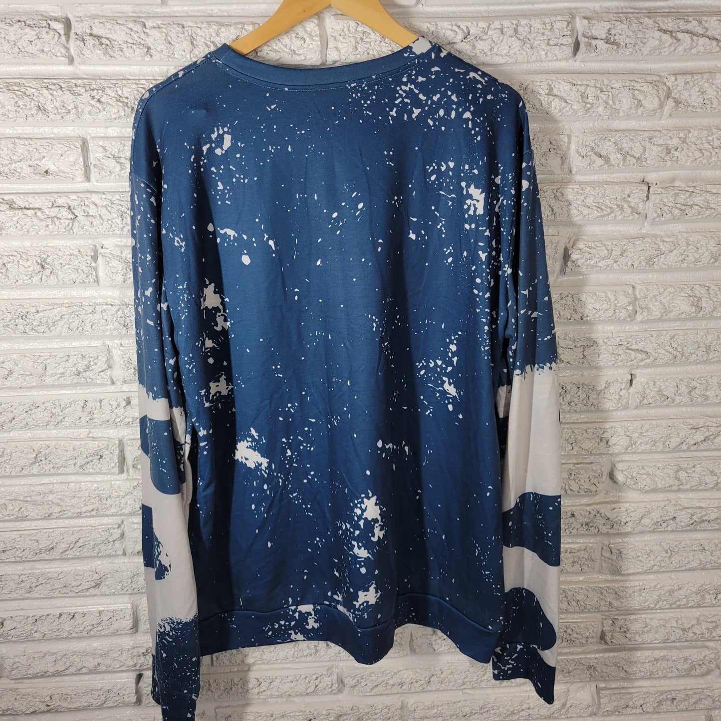 Hello Fall Autumn Womens Top 2XL Plus Blue Long Sleeve Poly Blend Pumpkin Casual