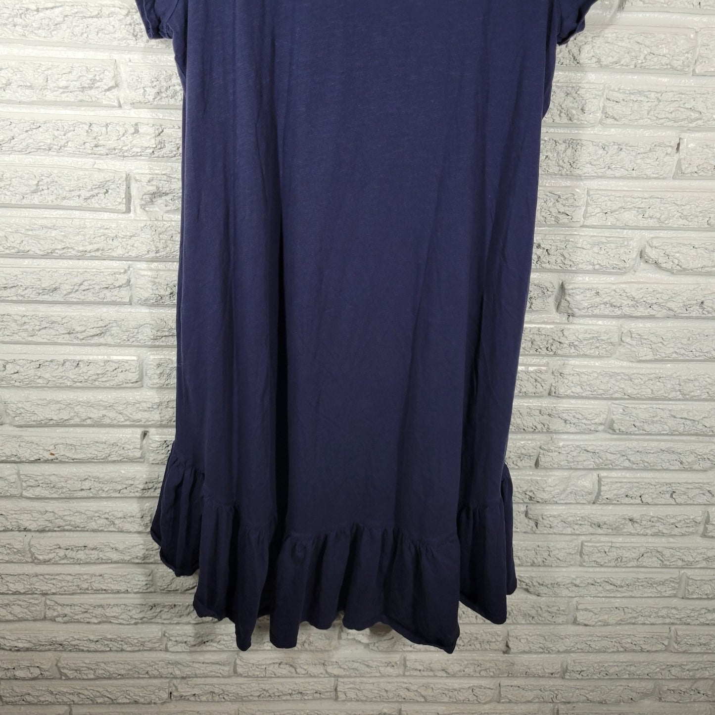 Zim Zoe Womens Dress 20 Plus High Low Blue Cotton Ruffle Pockets Short Sleeve