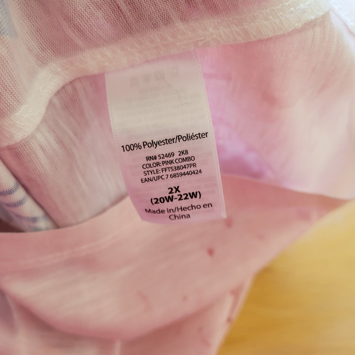 Terra Sky Womens Top 2X Plus Tee Flutter Sleeve Pink Floral Studded Lightweight