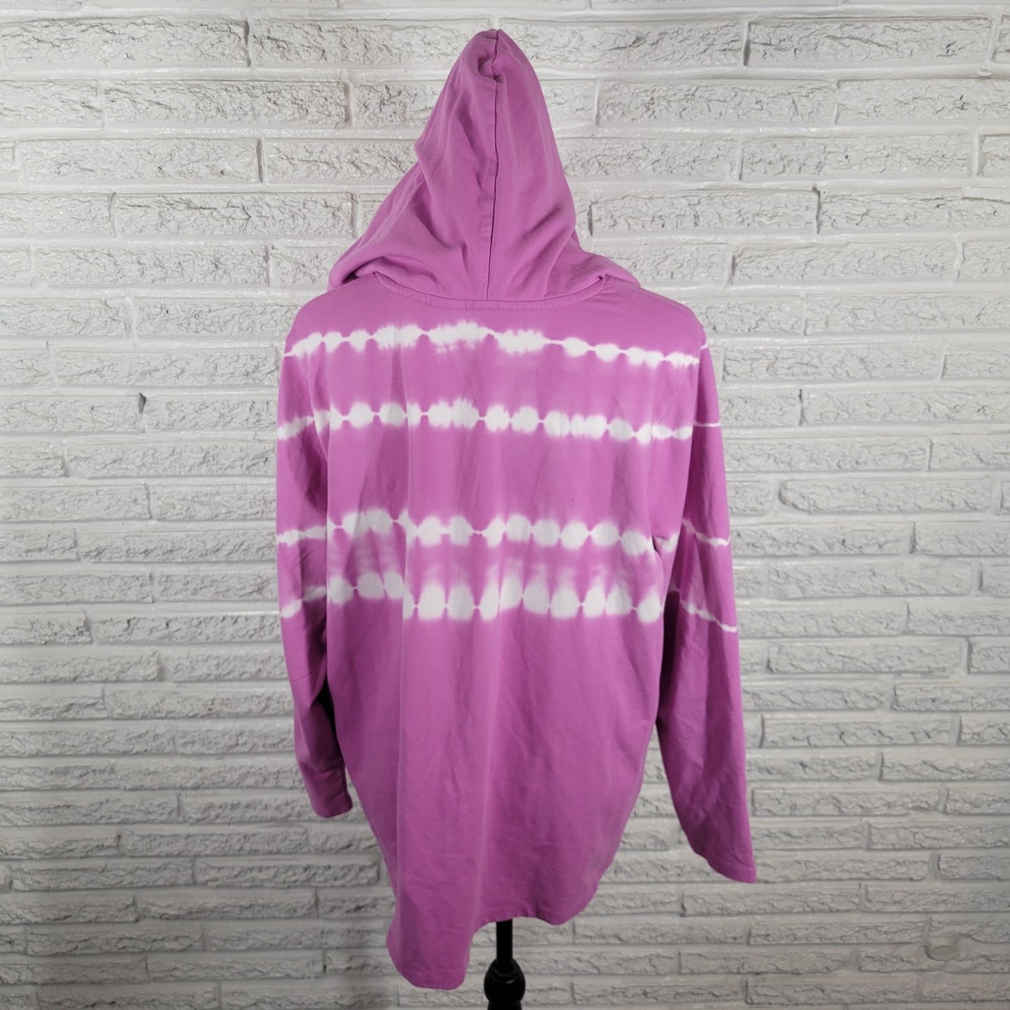 Isaac Mizrahi Live QVC Womens Sweatshirt 1X Plus Hoodie Pockets Purple Tie Dye