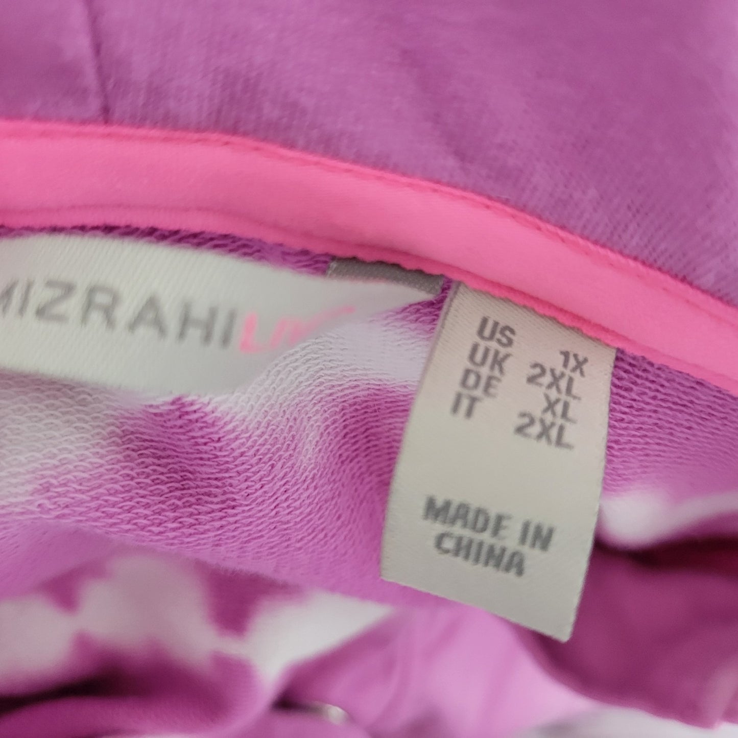 Isaac Mizrahi Live QVC Womens Sweatshirt 1X Plus Hoodie Pockets Purple Tie Dye