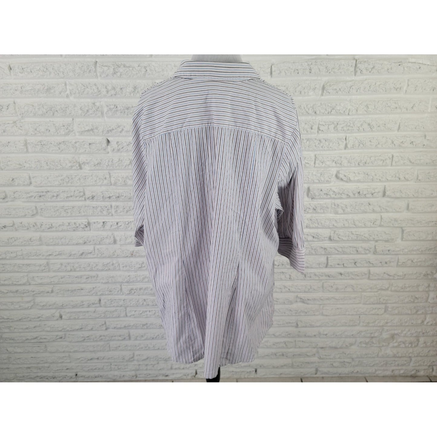 Lane Bryant Womens Shirt 28 Plus Button Up Collar Blue Black Stripe Career Basic