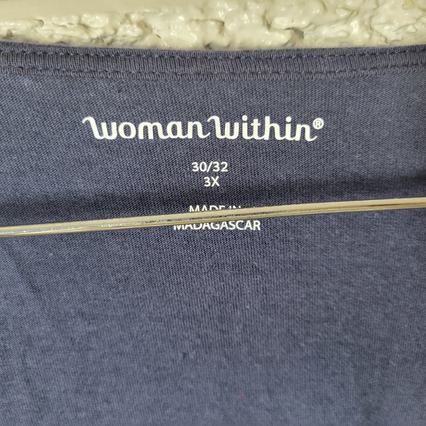 Woman Within Womens Top 3X Plus Tunic 3/4 Sleeve Blue Geometric Comfy Casual