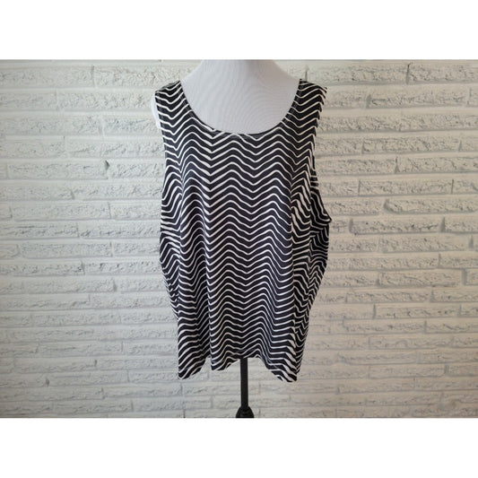 Avenue Women's 26/28 Plus Size Tank Top Black Geometric Sleeveless Stretch