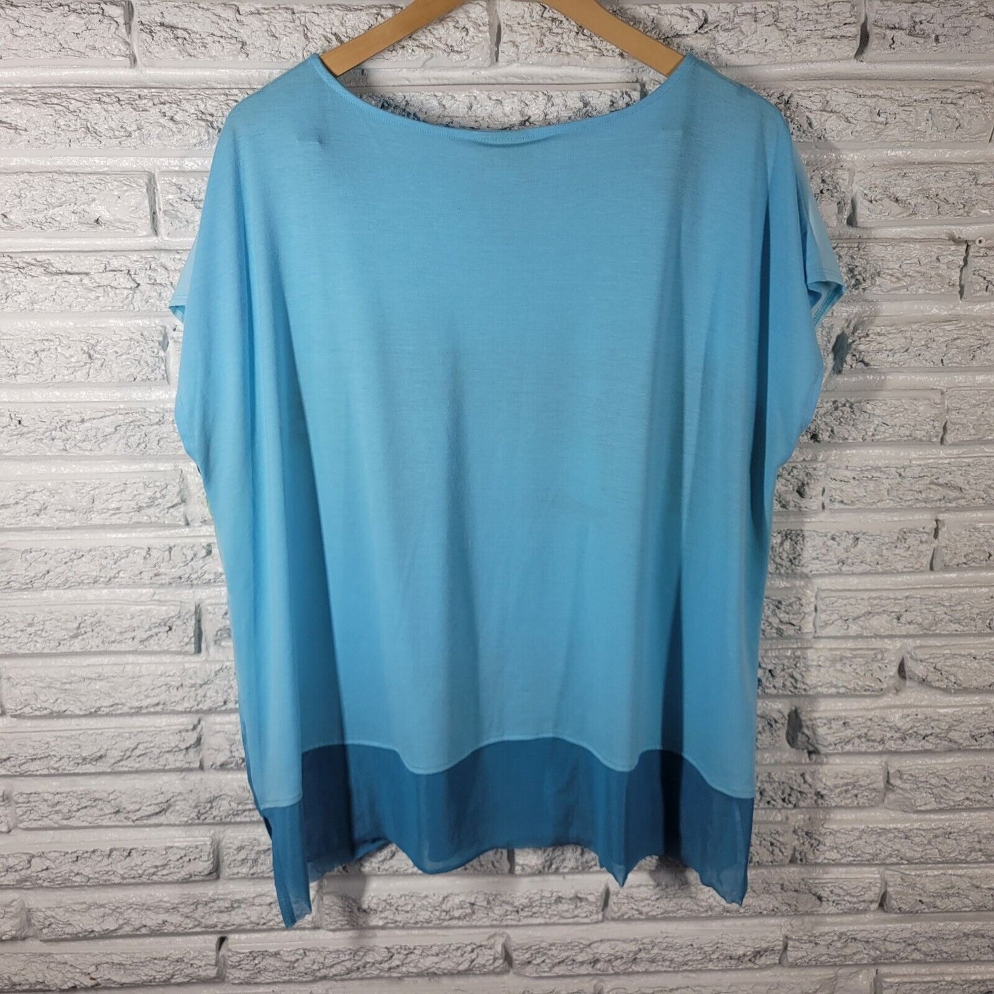 Ruby Rd Womens Top Extra Large XL Tee Polyester Sleeveless Blue Venice Cityscape