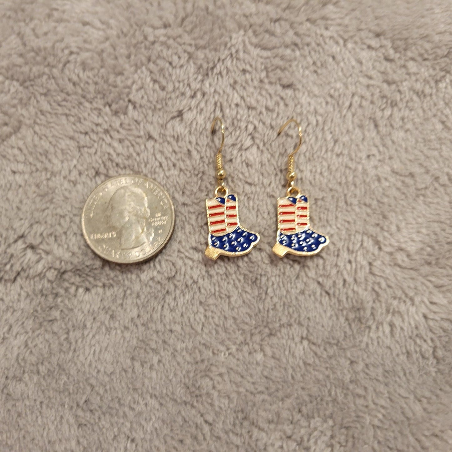 Fourth of July Patriotic Womens Earrings One Pair Cowgirl Boots Flag USA Hanging
