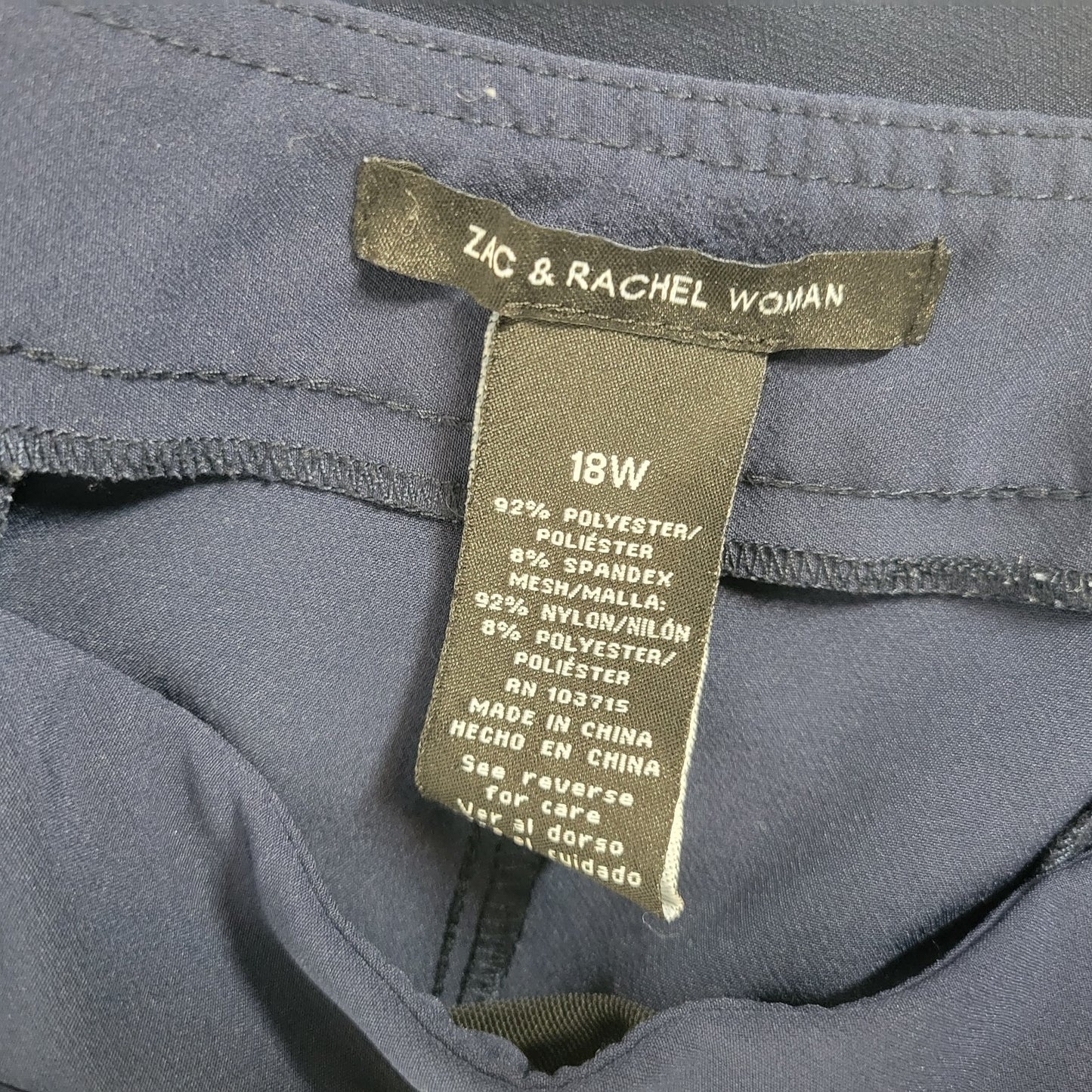 Zac Rachel Womens Pants 18W Plus Crop Pull On Blue Pockets Comfy Office Casual