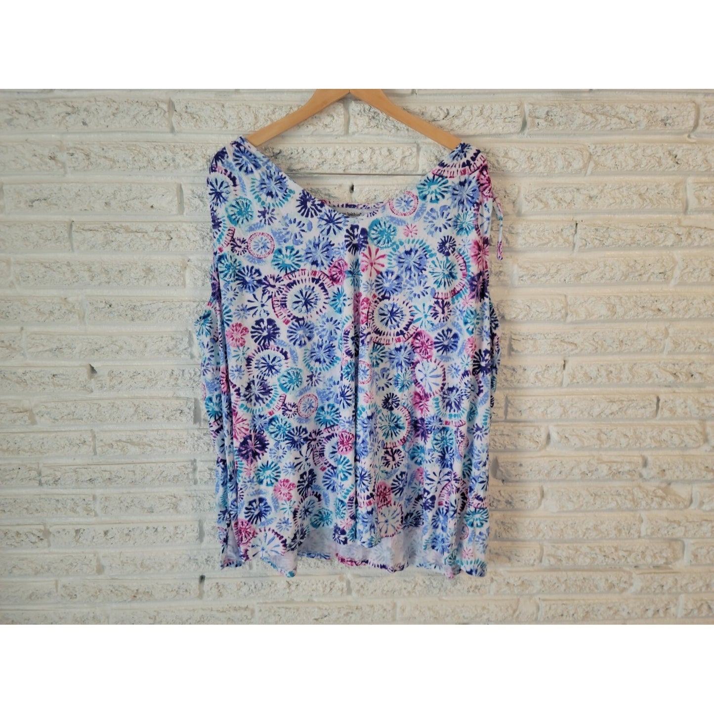 Woman Within Womens Top 4X Plus Sleeveless Comfy Casual Blue Tie Dye