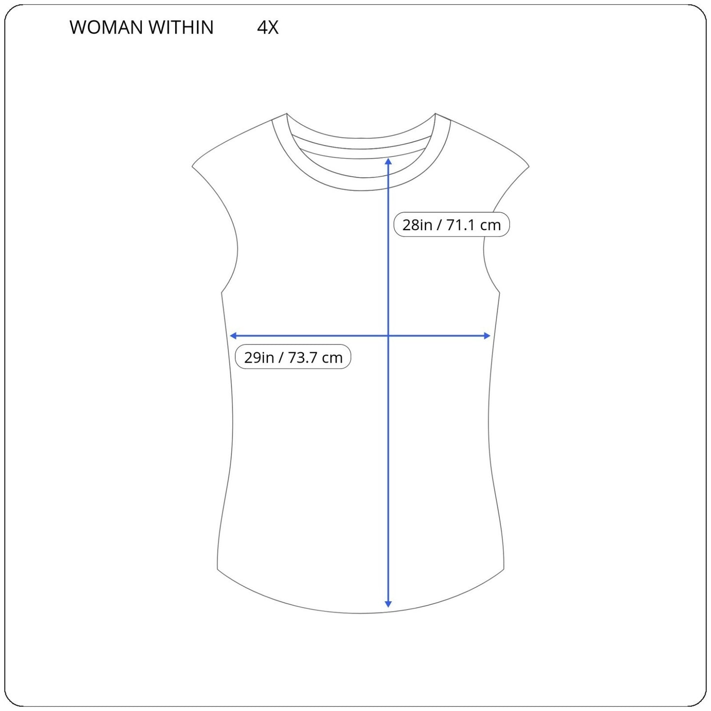 Woman Within Womens Top 4X Plus Sleeveless Comfy Casual Blue Tie Dye