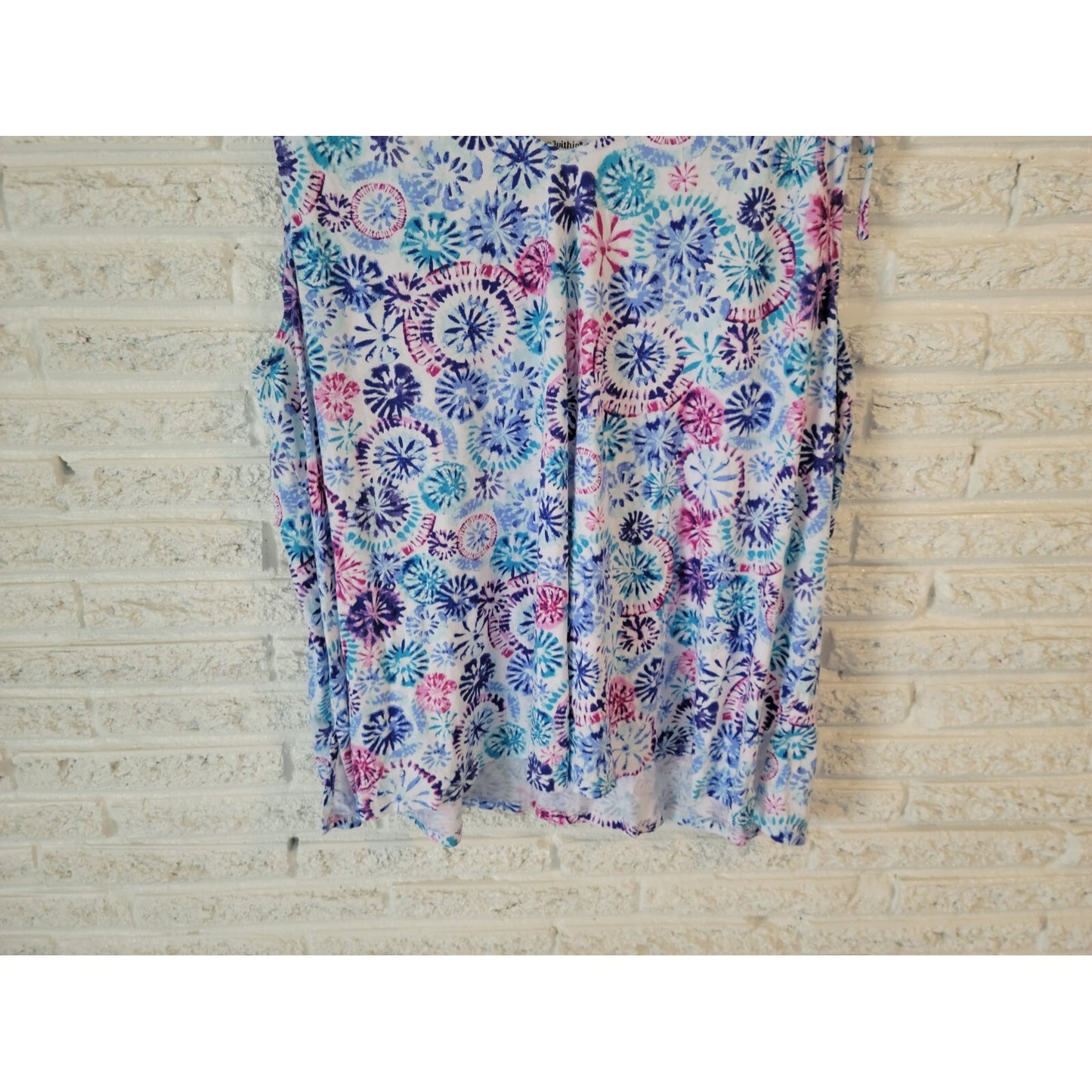 Woman Within Womens Top 4X Plus Sleeveless Comfy Casual Blue Tie Dye