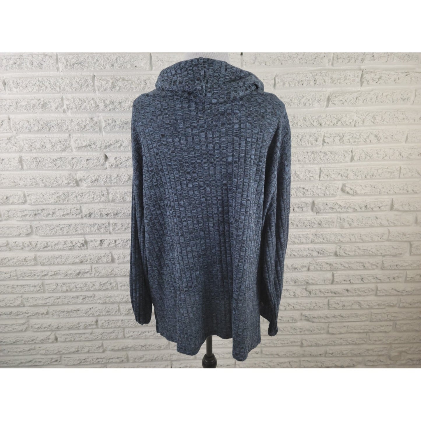 Cato Womens Sweater 26W 28W Plus Pullover Cowl Neck Polyester Blend Blue Pockets