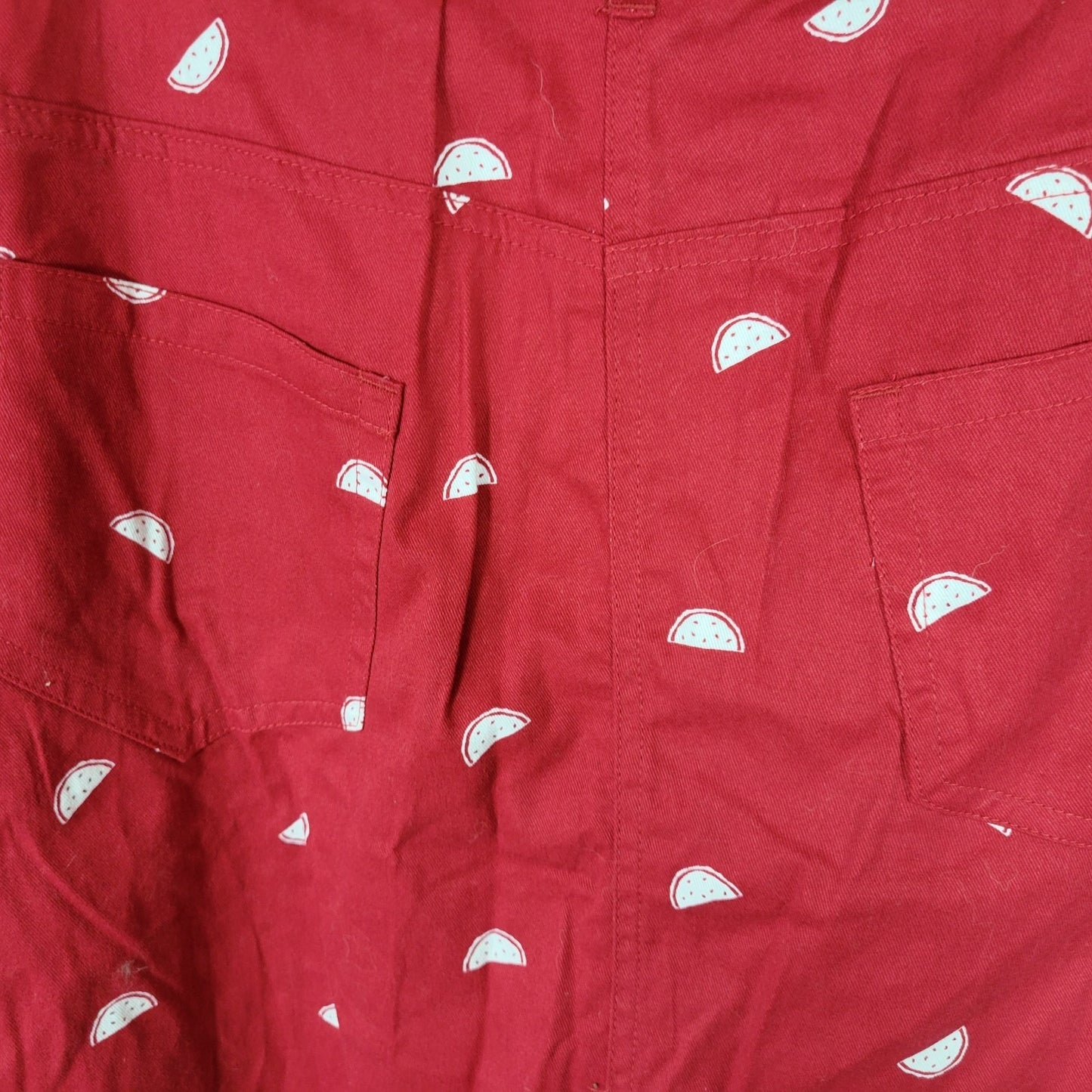 Woman Within Womens Skort 20W Plus Cotton Zip Fly Red Watermelons Casual Pockets