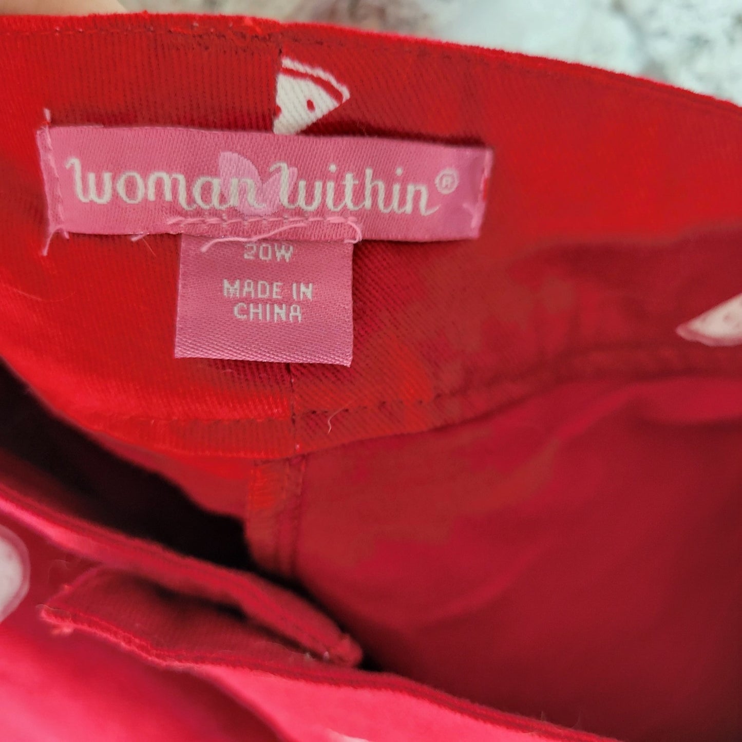 Woman Within Womens Skort 20W Plus Cotton Zip Fly Red Watermelons Casual Pockets