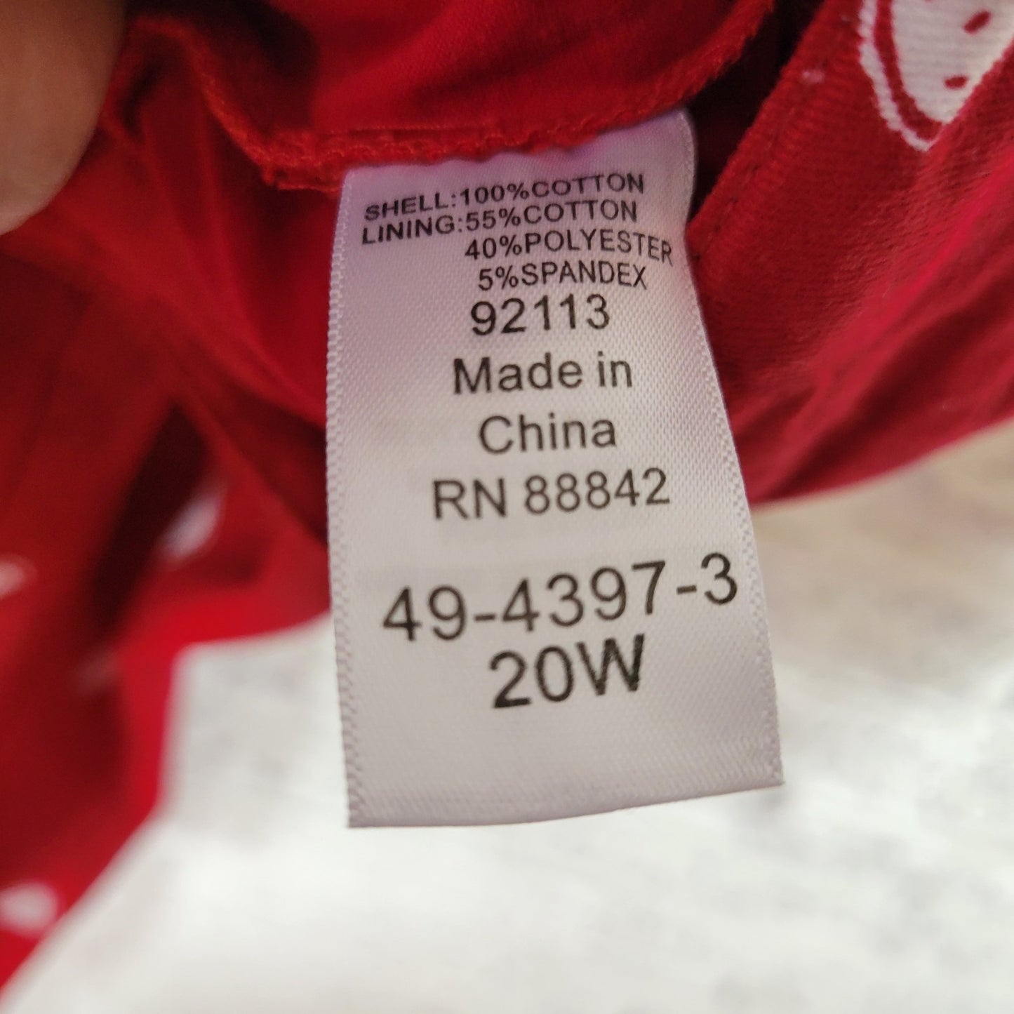 Woman Within Womens Skort 20W Plus Cotton Zip Fly Red Watermelons Casual Pockets