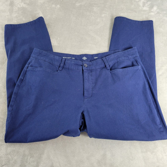 St. John's Bay Women's Plus Size 20W Blue Chino Pants Straight Leg Stretch