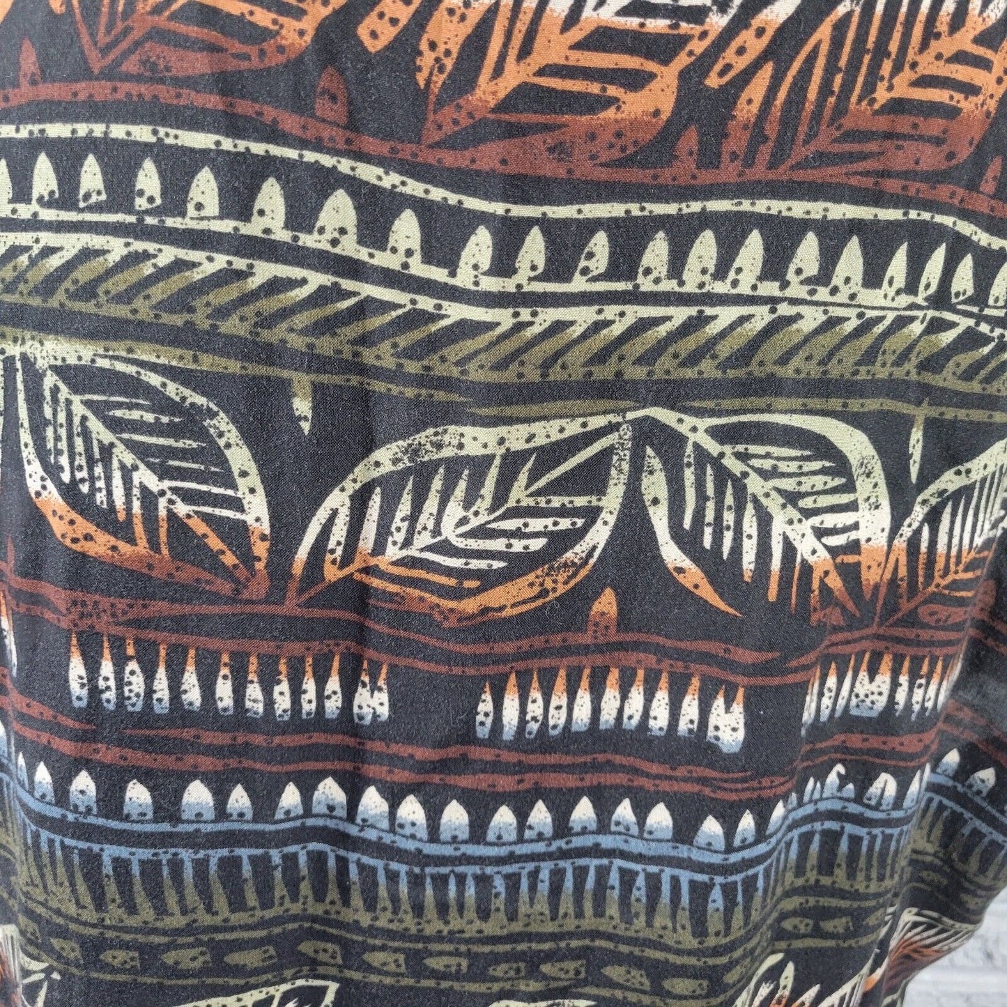 Sag Harbor Women Top 2X Plus Short Sleeve Black Geometric Button Up Office Rayon