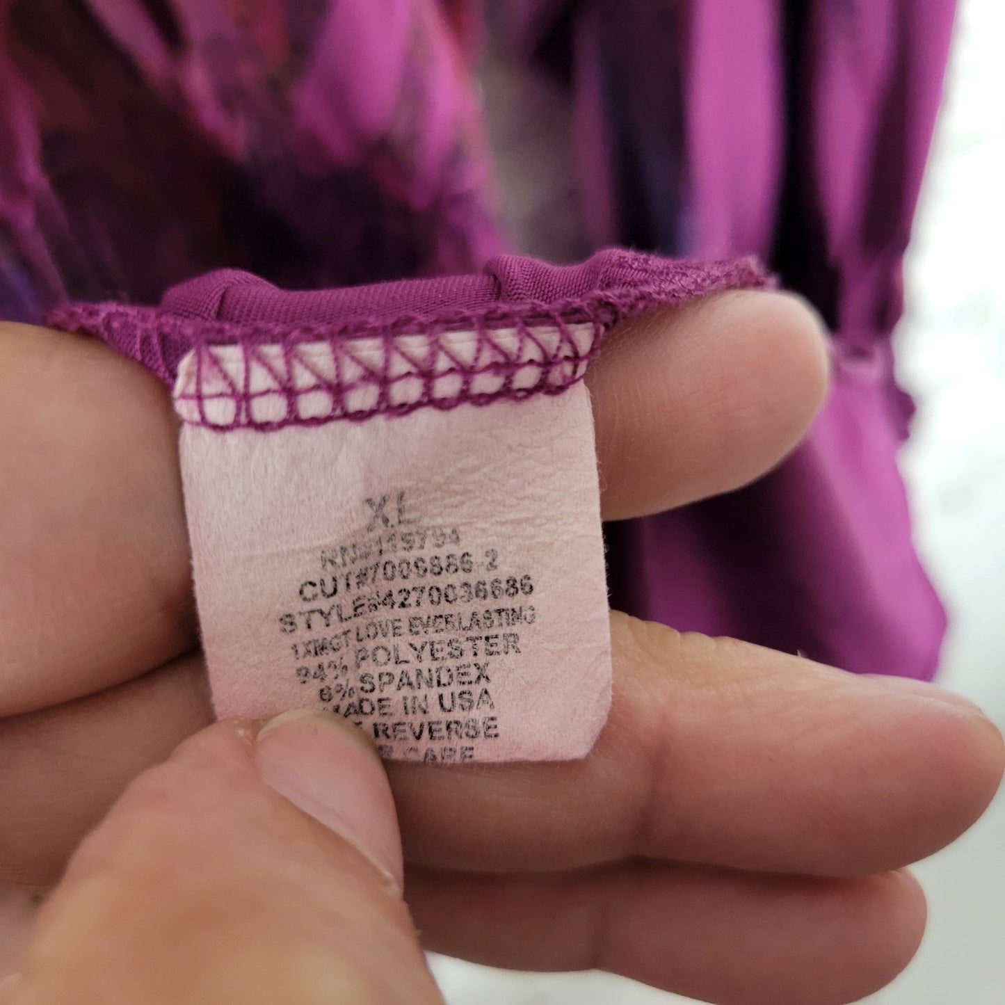 Live Let Live Womens Top XL Tunic Cinched 3/4 Sleeve Purple Laser Cut Shark Bite