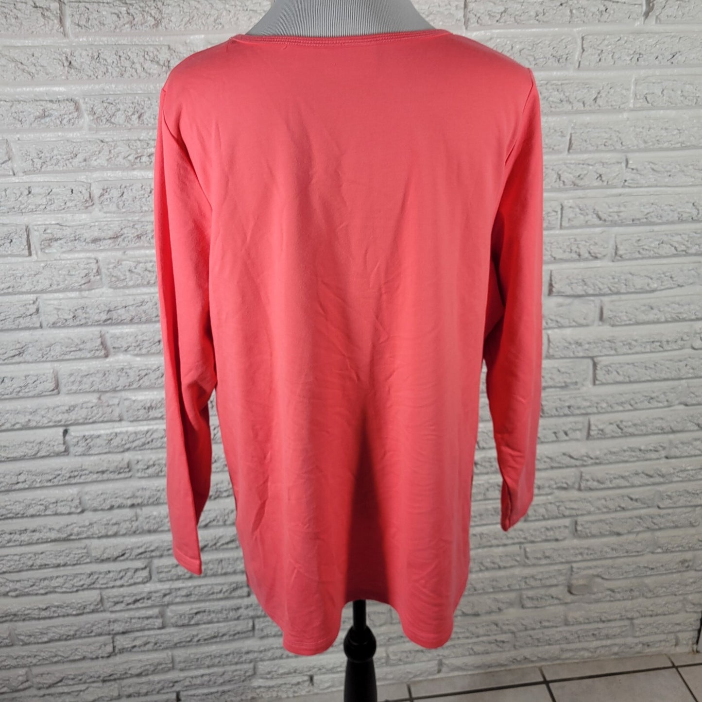 Quacker Factory QVC Womens Top Extra Large XL Zip Up Pink Casual Cotton Blend