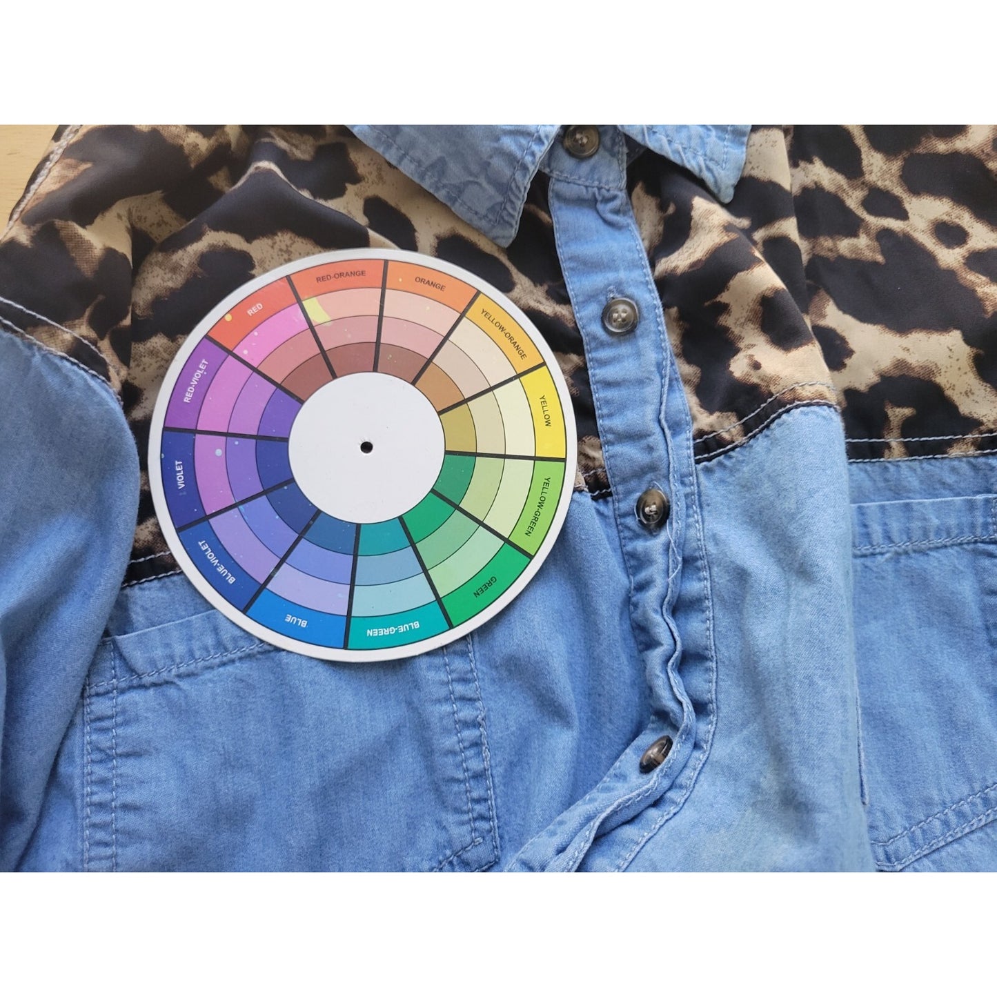 Truth NYC Womens Top 3X Plus Long Sleeve Blue Animal Print Chambray Collar