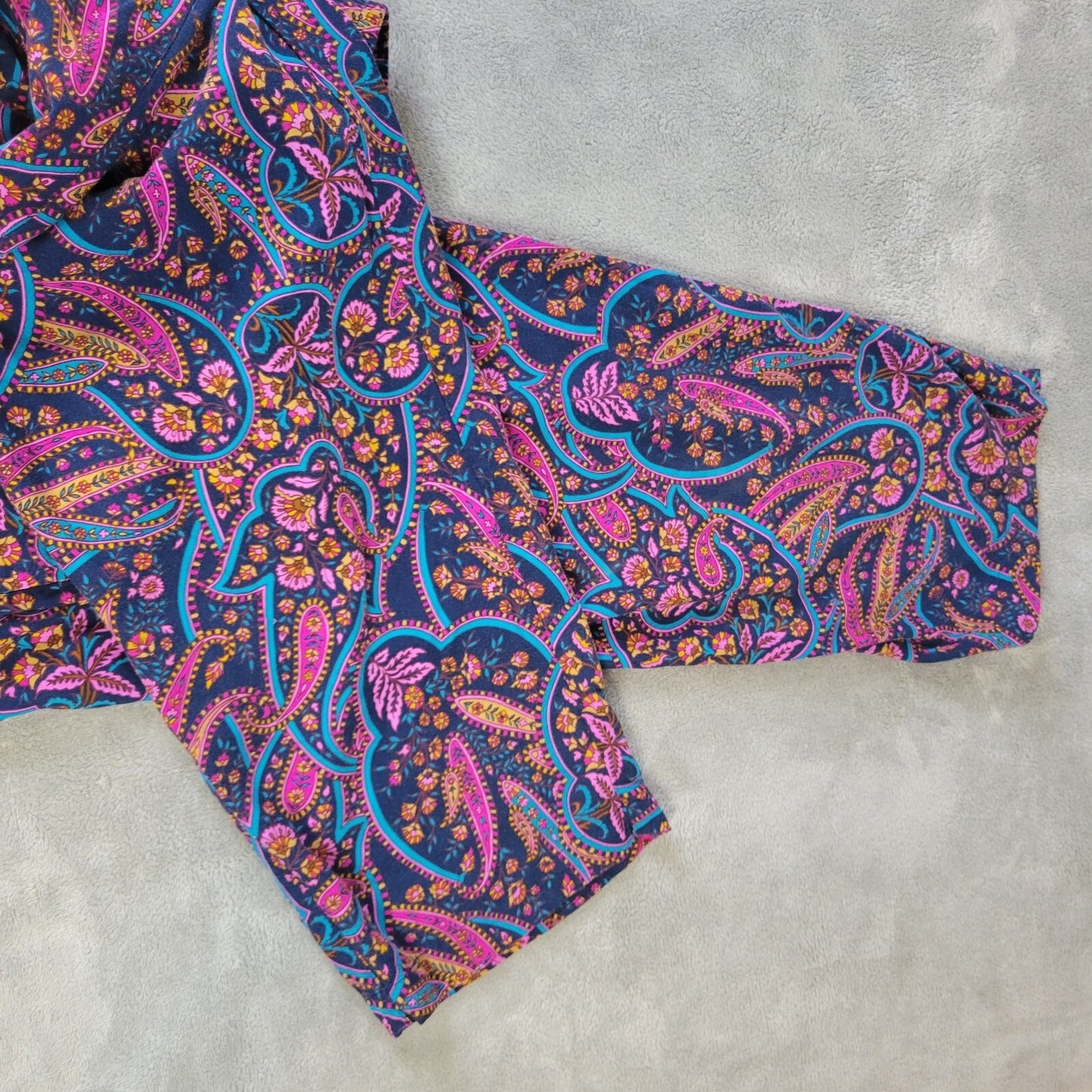 Tommy Bahama Womens Pants XL Pull On Drawstring Blue Paisley Lightweight Rayon