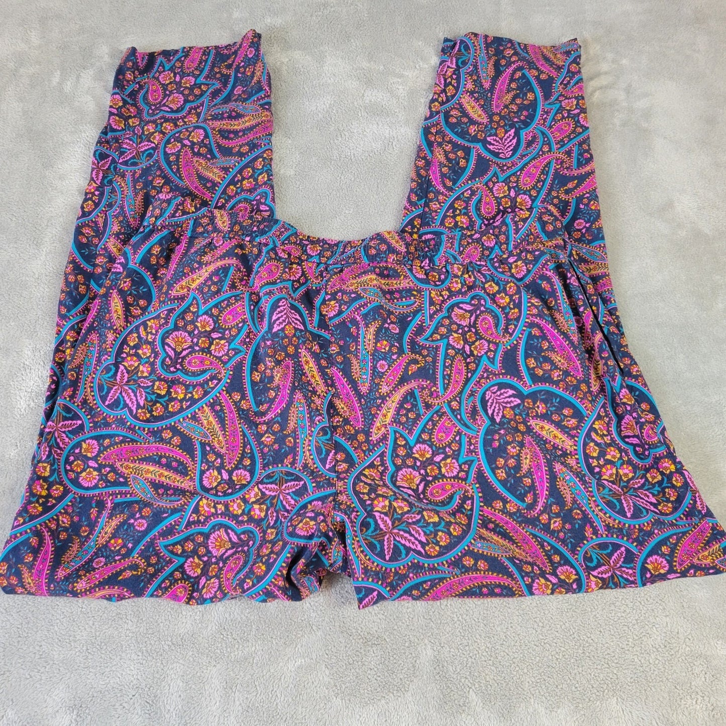 Tommy Bahama Womens Pants XL Pull On Drawstring Blue Paisley Lightweight Rayon