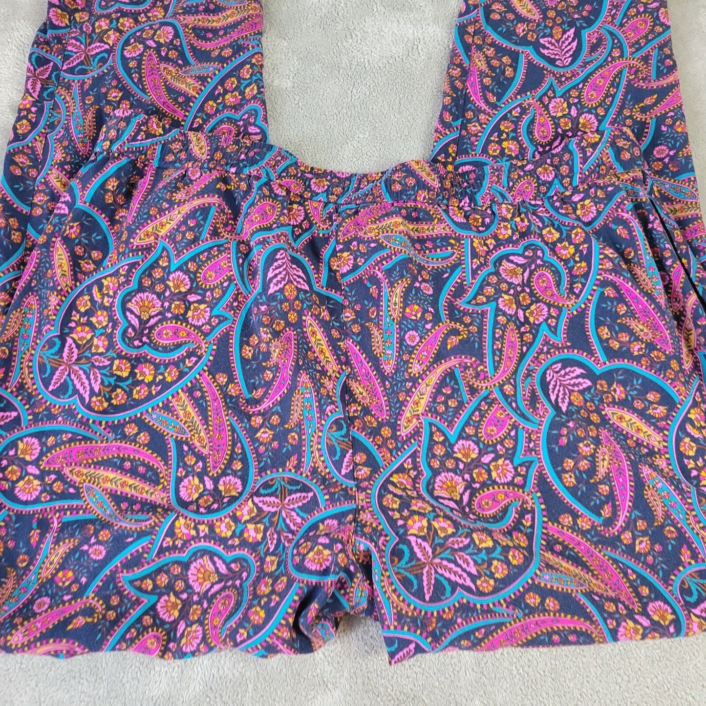 Tommy Bahama Womens Pants XL Pull On Drawstring Blue Paisley Lightweight Rayon