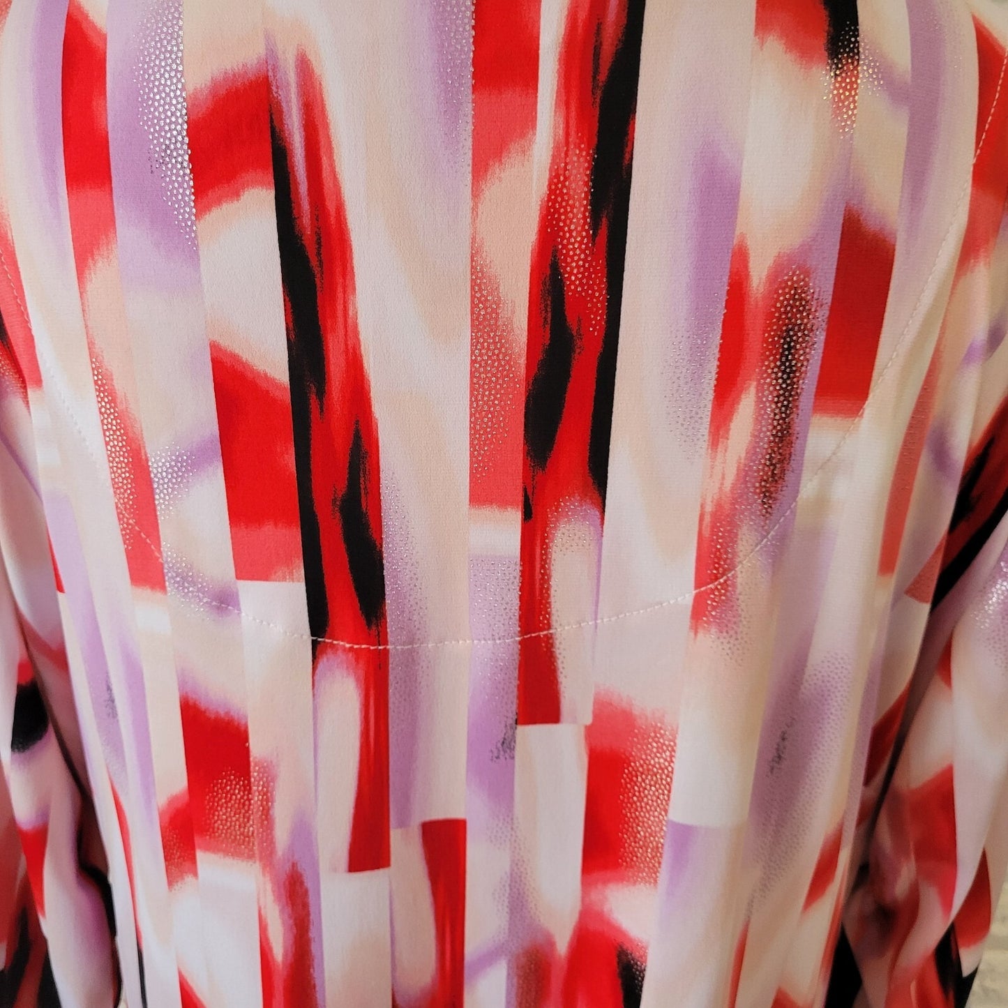 JM Collection Women Top XXL Plus Tunic Red Lavender Watercolor Keyhole Side Ties