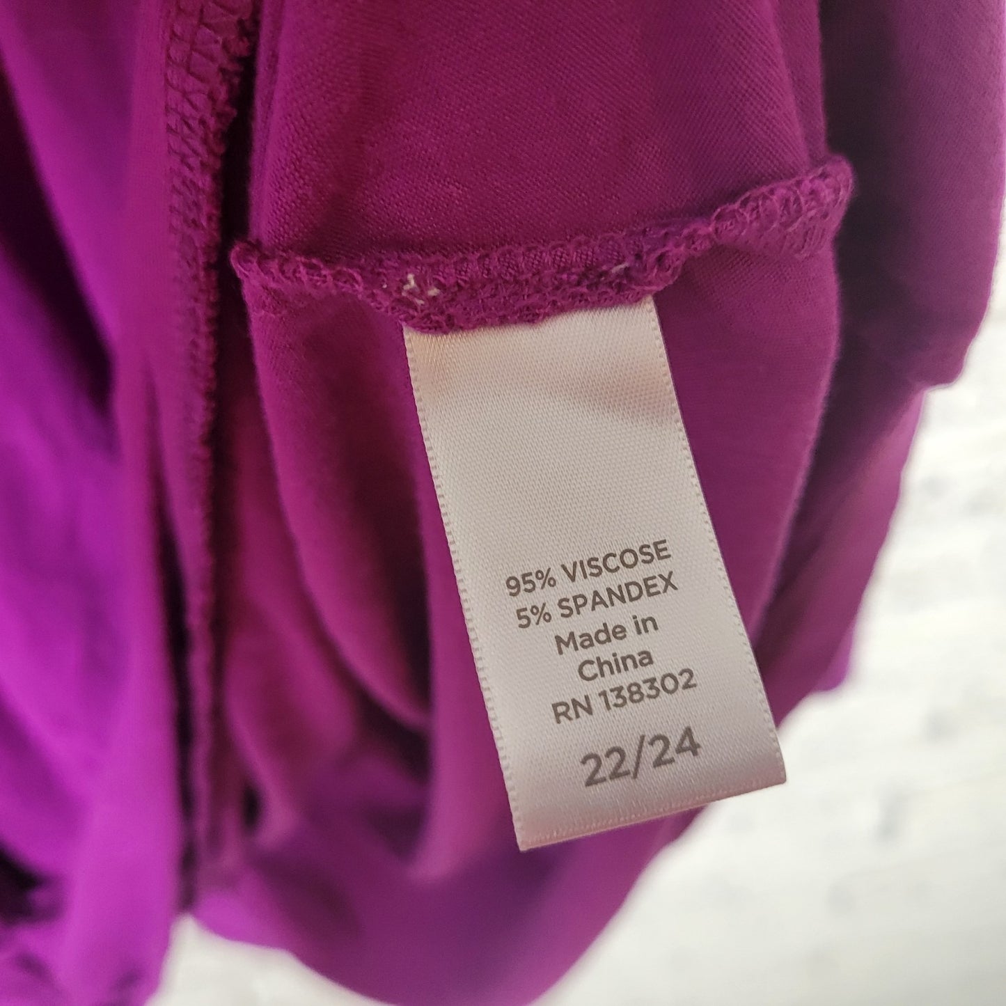 Avenue Womens Top 22 24 Plus 3/4 Sleeve Purple Semi Sheer Studded Lightweight