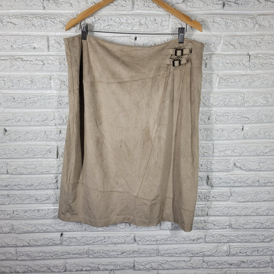 Cato Est 1946 Women's 18W Tan Beige Faux Suede Pencil Skirt Soft Straight Zip