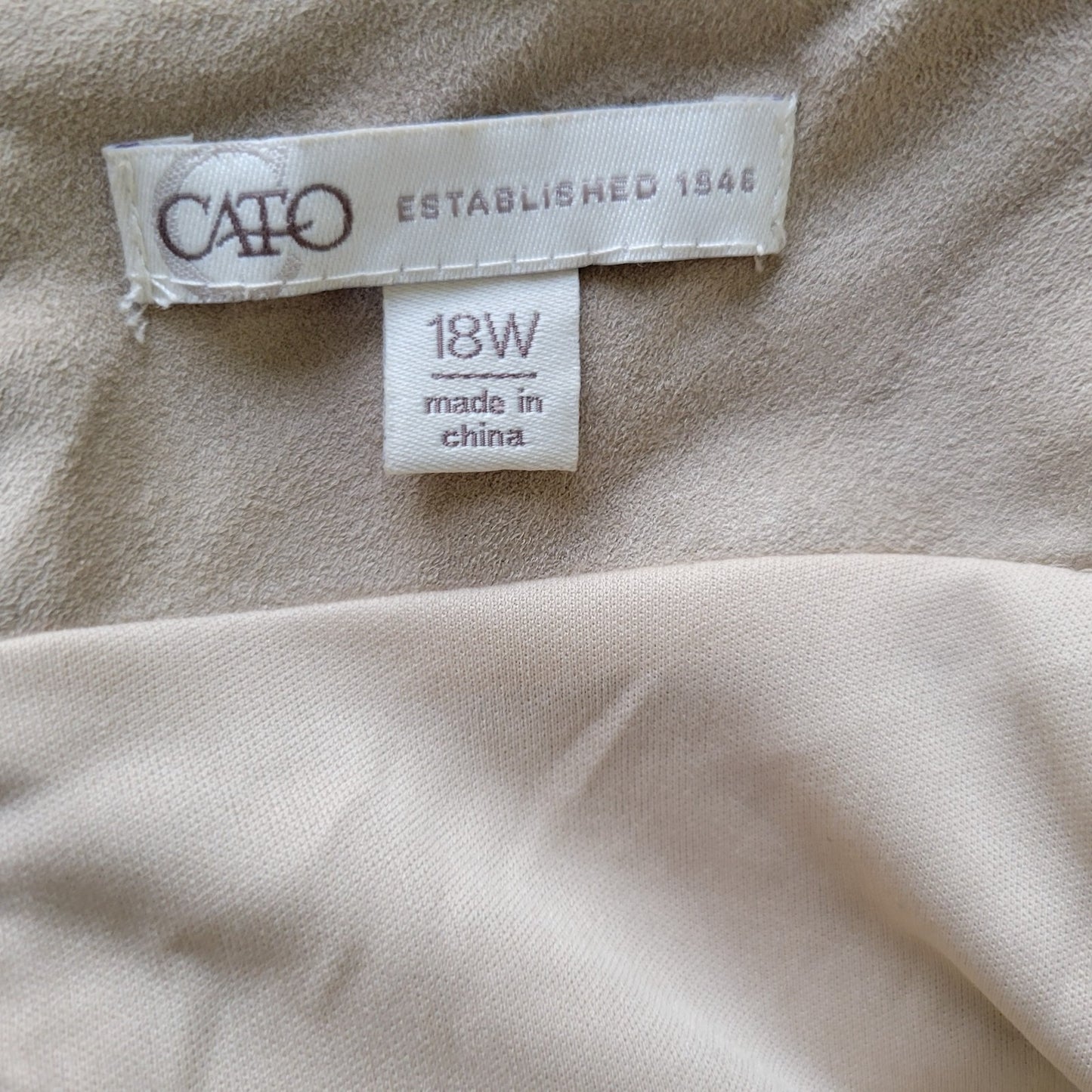 Cato Est 1946 Women's 18W Tan Beige Faux Suede Pencil Skirt Soft Straight Zip