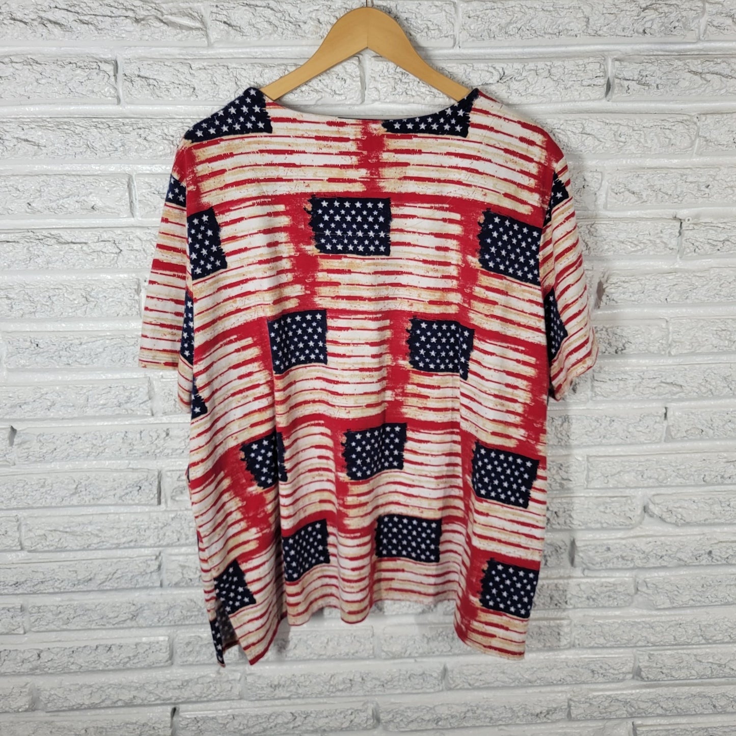 Fourth of July Alfred Dunner Womens Top 3X Plus Tee Short Sleeve Flag Patriotic