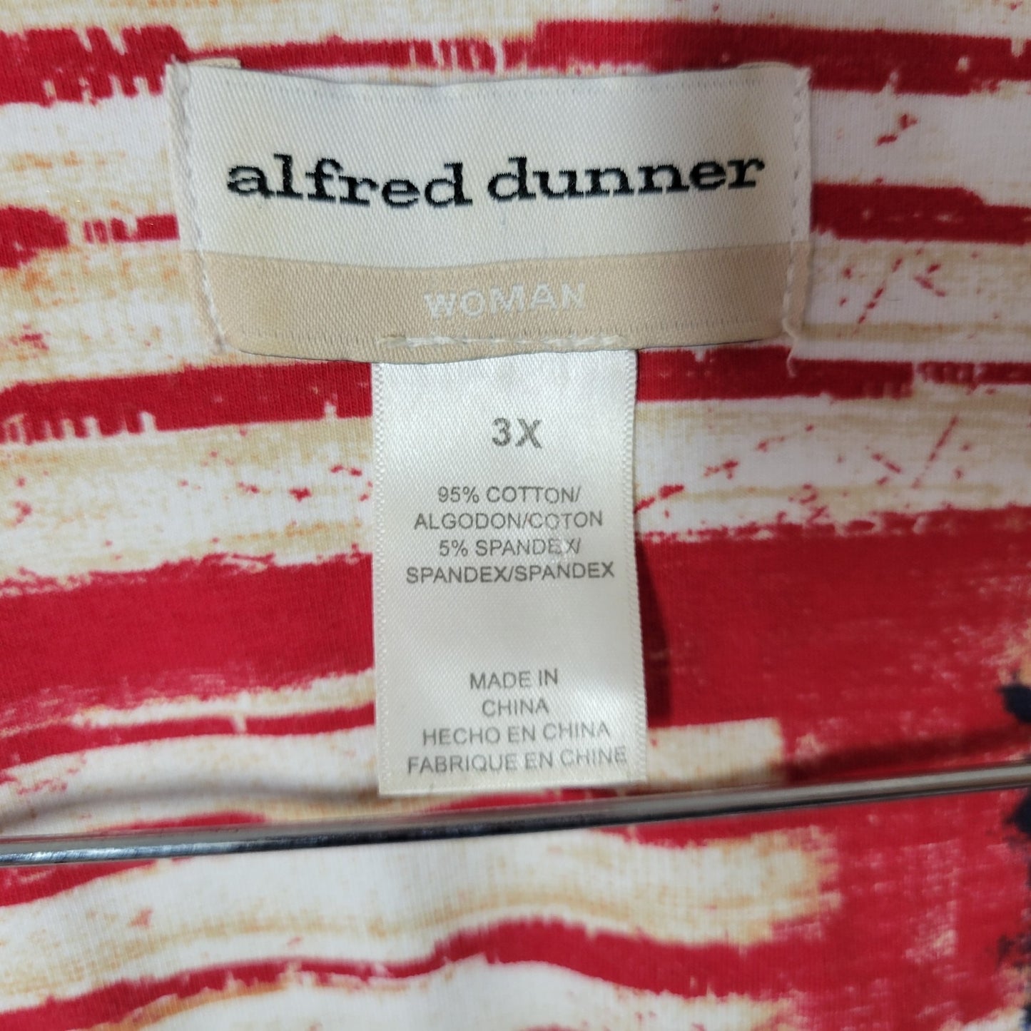 Fourth of July Alfred Dunner Womens Top 3X Plus Tee Short Sleeve Flag Patriotic