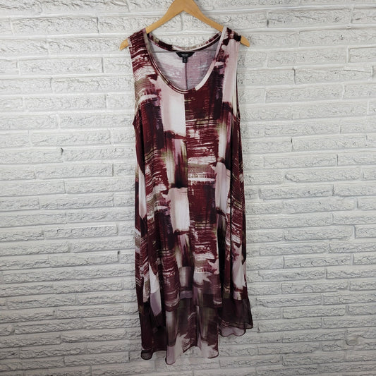Simply Vera Wang Womens Dress XL Tank Hi Low Chiffon Hem Burgundy Watercolor