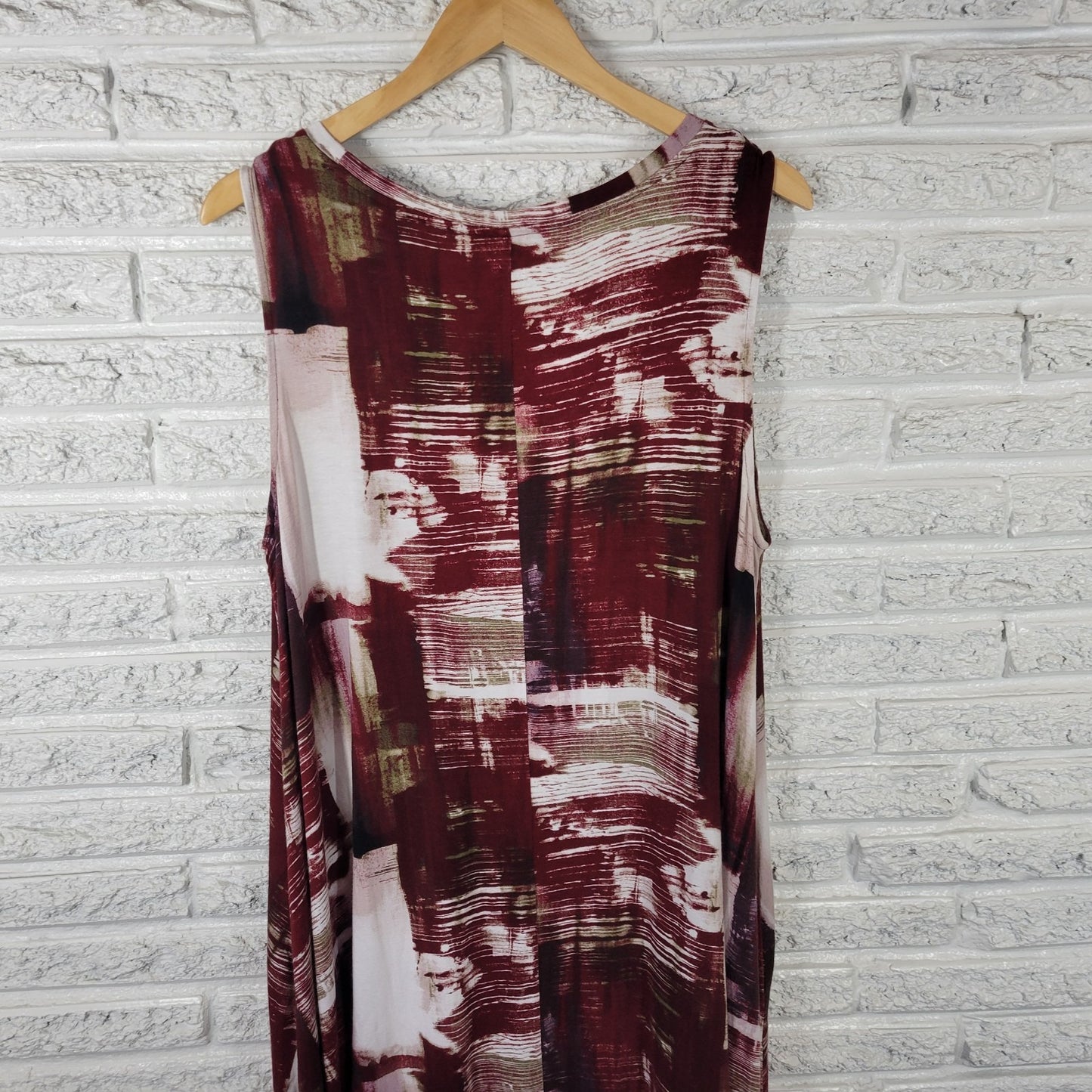 Simply Vera Wang Womens Dress XL Tank Hi Low Chiffon Hem Burgundy Watercolor