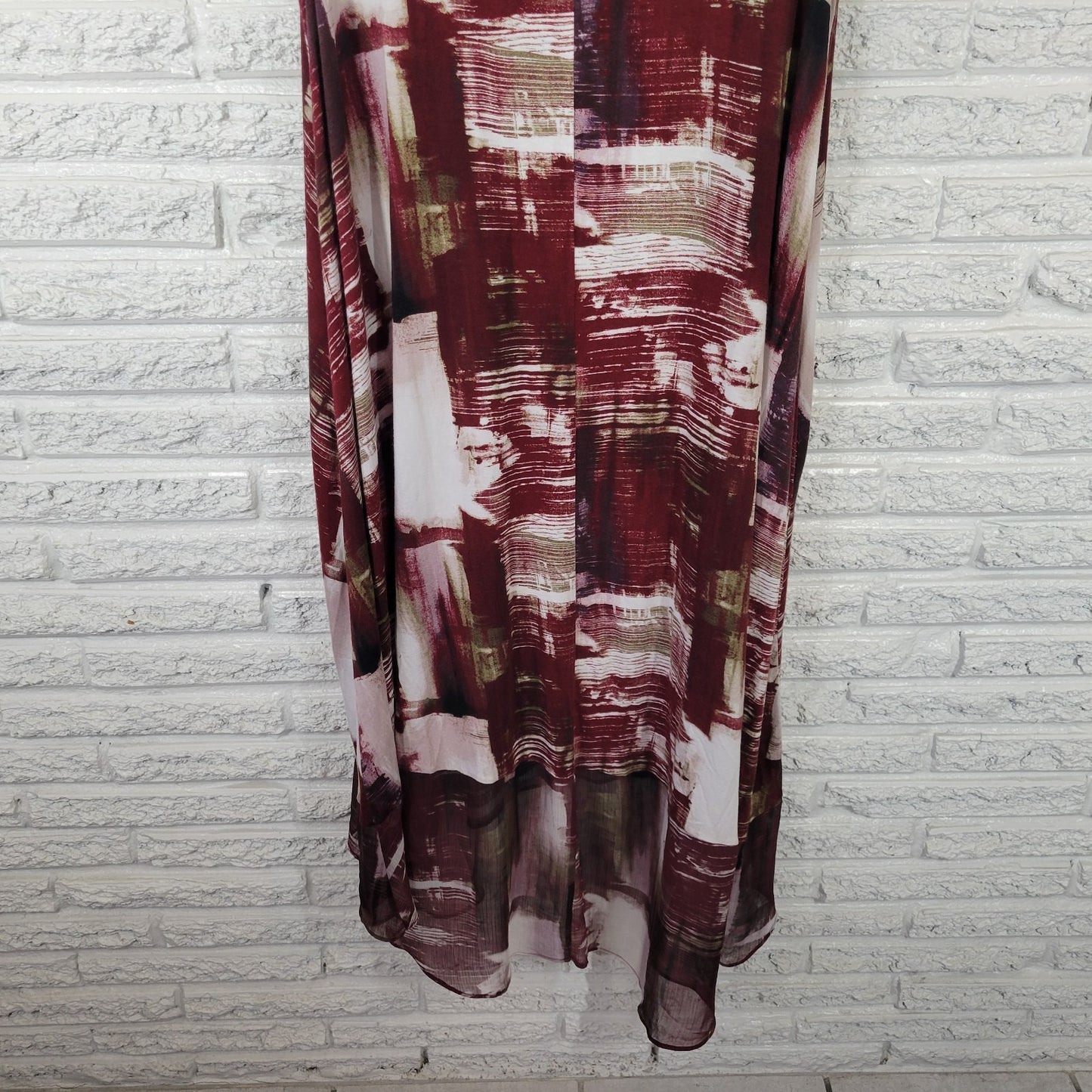 Simply Vera Wang Womens Dress XL Tank Hi Low Chiffon Hem Burgundy Watercolor