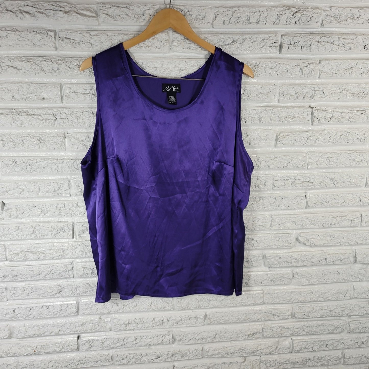 Russell Kemp Womens Top 1X Plus Tank Shell Purple Poly Blend Office Lightweight