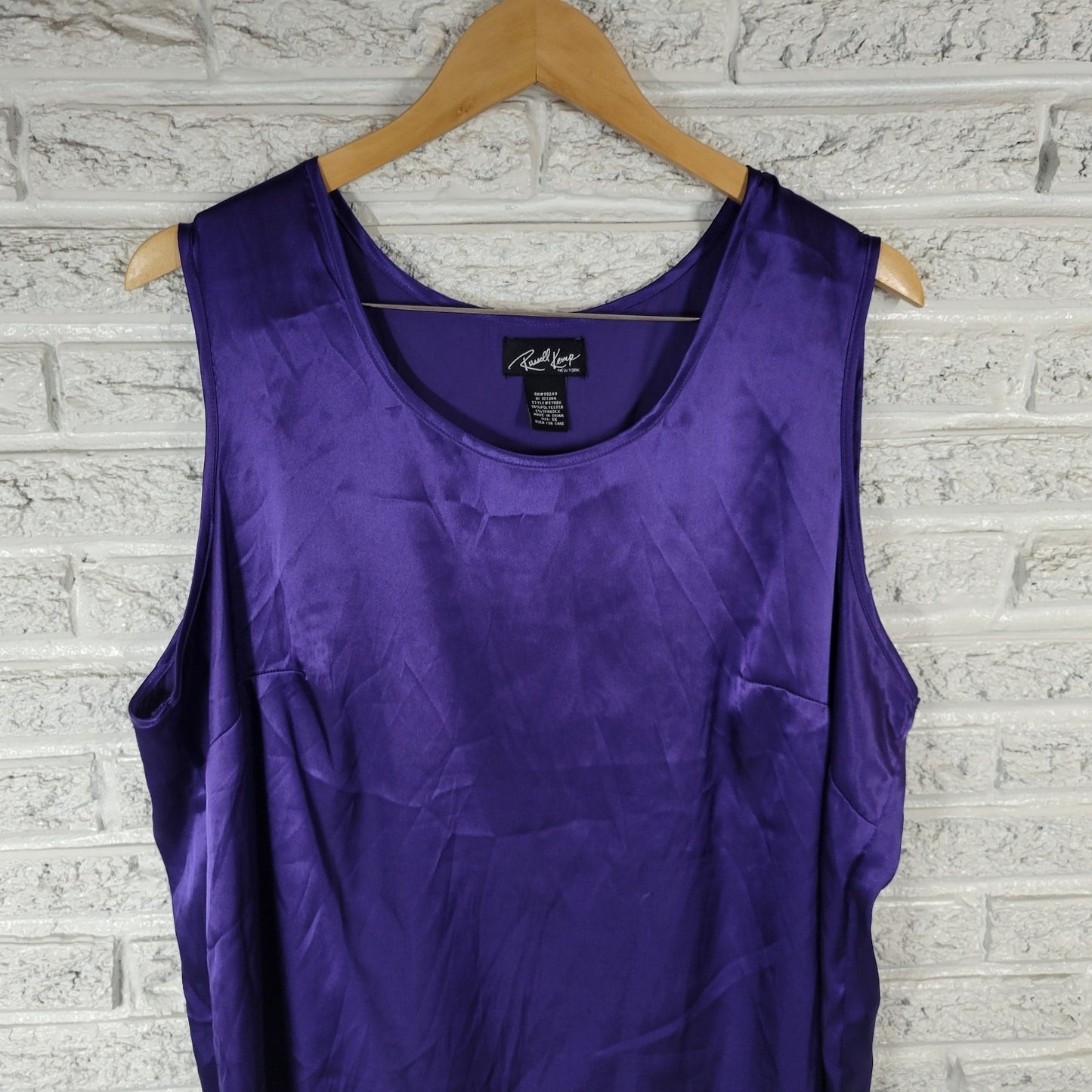 Russell Kemp Womens Top 1X Plus Tank Shell Purple Poly Blend Office Lightweight