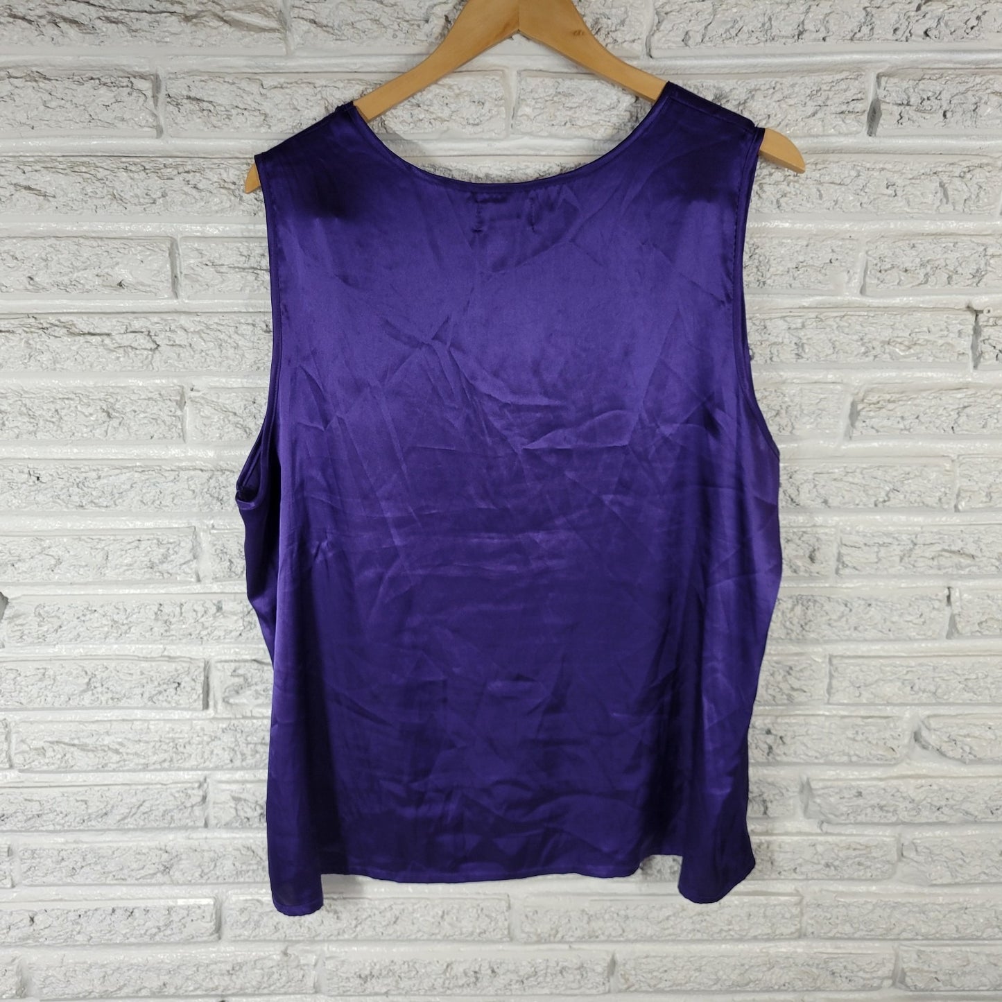 Russell Kemp Womens Top 1X Plus Tank Shell Purple Poly Blend Office Lightweight