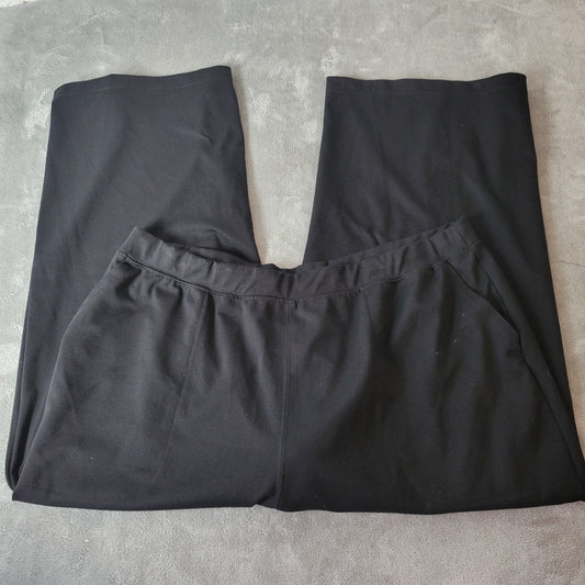 Woman Within Womens Pants 26W Plus Capri Pull On Pleated Black Poly Blend Pocket