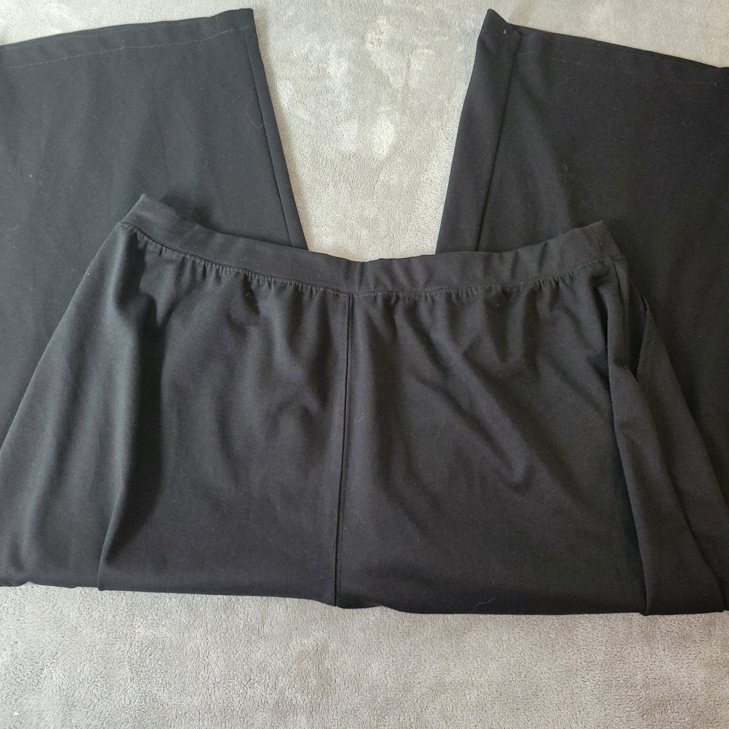 Woman Within Womens Pants 26W Plus Capri Pull On Pleated Black Poly Blend Pocket