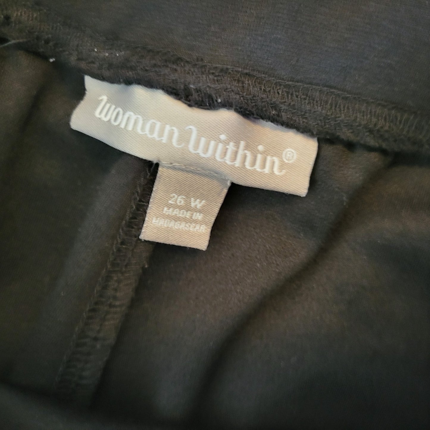 Woman Within Womens Pants 26W Plus Capri Pull On Pleated Black Poly Blend Pocket