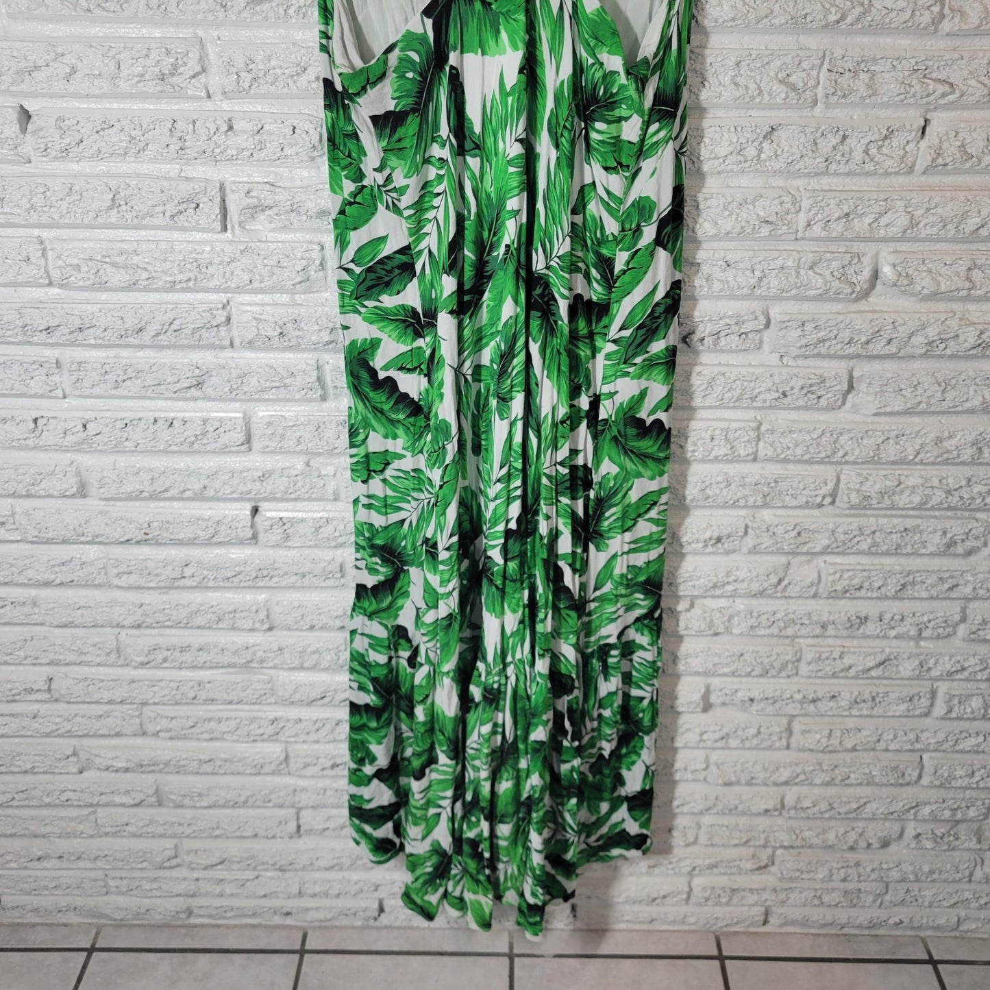 Scoop Women Dress XL 16 8 High Low Spaghetti Strap Criss Cross Back Green Floral