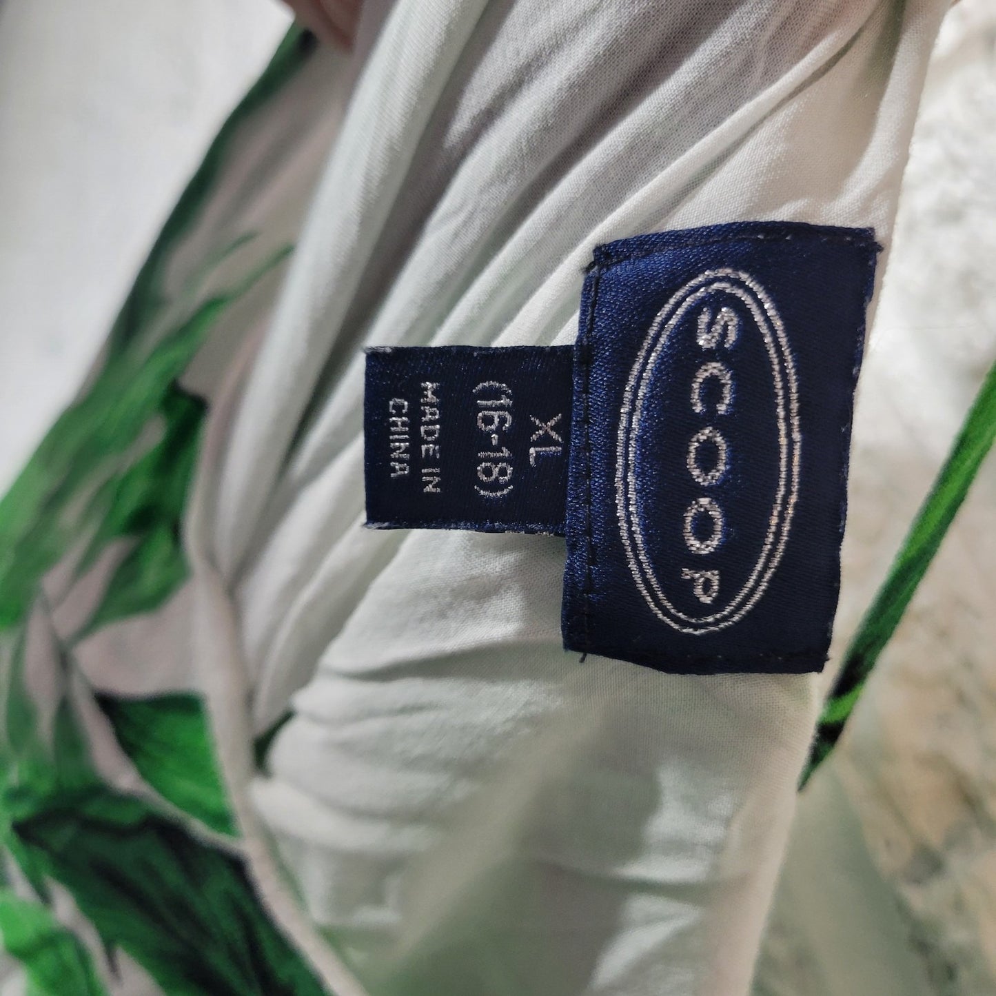 Scoop Women Dress XL 16 8 High Low Spaghetti Strap Criss Cross Back Green Floral